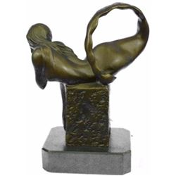 Handcrafted Art Deco Nude Naked Erotic Mermaid Bronze Sculpture Lost Wax Deal