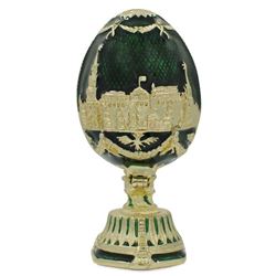 Faberge Inspired 2.75" St. Petersburg Green Enamel Royal Inspired Russian Easter Egg