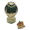 Image 3 : Faberge Inspired 2.75" St. Petersburg Green Enamel Royal Inspired Russian Easter Egg