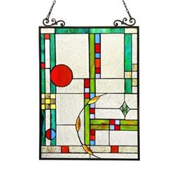 â€œMONDRIAANâ€ Tiffany-glass Window Panel 17.5x25