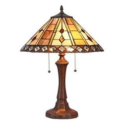 â€œGODWINEâ€ Tiffany-style 2 Light GeometricTable Lamp 16" Shade - Table Lamp