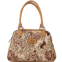 Guess Estara Brown Satchel Floral Handbag