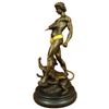 Image 4 : Gold Patina Young Tarzan Killing Leopard Bronze Sculpture Statue Figurine Figure