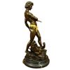 Image 6 : Gold Patina Young Tarzan Killing Leopard Bronze Sculpture Statue Figurine Figure