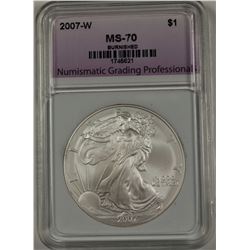 2007-W BURNISHED AMERICAN SILVER EAGLE
