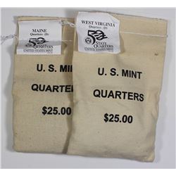2-MINT SEWN BAGS STATE QUARTERS