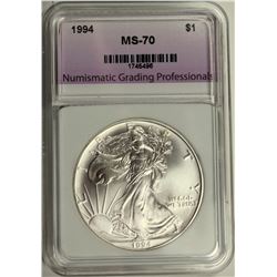 1994 AMERICAN SILVER EAGLE NGP GRADED