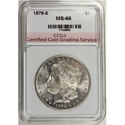 1878-S MORGAN CCGS GRADED SUPERB GEM BU+