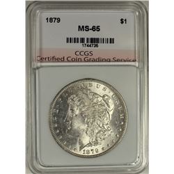 1879 MORGAN SILVER DOLLAR CCGS GRADED