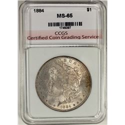 1884 MORGAN SILVER DOLLAR CCGS GEM BU