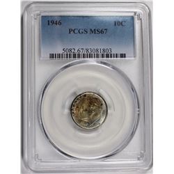 1946 ROOSEVELT DIME PCGS MS67!