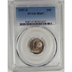 1947-S ROOSEVELT DIME PCGS MS67