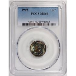 1949 ROOSEVELT DIMES PCGS MS66