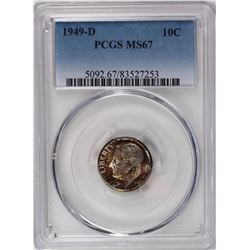 1949-D ROOSEVELT DIME PCGS MS 67