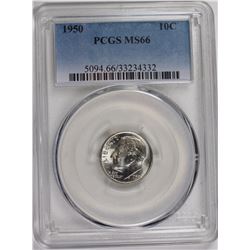 1950 ROOSEVELT DIME PCGS MS66