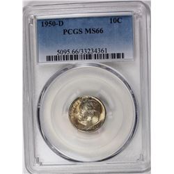 1950-D ROOSEVELT DIME PCGS MS 66