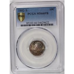 1952-S ROOSEVELT DIME PCGS MS 66 FB