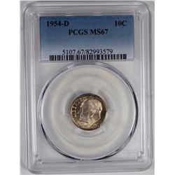 1954-D ROOSEVELT DIME PCGS MS 67