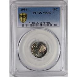 1959 ROOSEVELT DIME PCGS MS 66