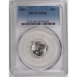 1961 ROOSEVELT DIME PCGS MS 66