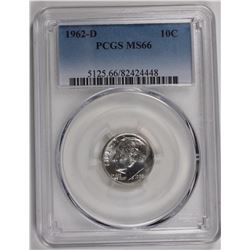 1962-D ROOSEVELT DIME PCGS MS 66
