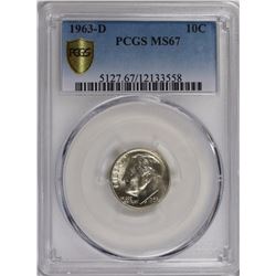 1963-D ROOSEVELT DIME PCGS MS 67