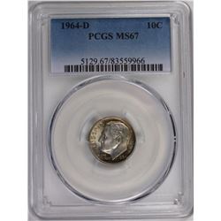 1964-D ROOSEVELT DIME PCGS MS 67