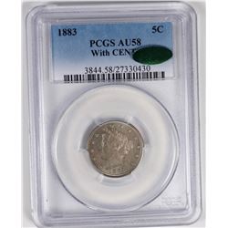 1883 WITH CENTS LIBERTY NICKEL PCGS AU 58