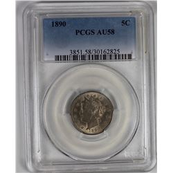 1890 LIBERTY NICKEL PCGS AU 58.