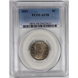 1893 LIBERTY NICKEL PCGS AU 58