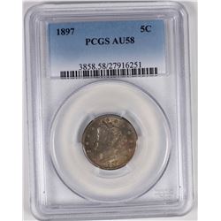 1897 LIBERTY NICKEL PCGS AU 58