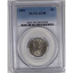 1899 LIBERTY NICKEL PCGS AU 58