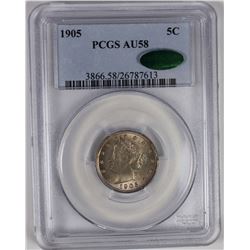 1905 LIBERTY NICKEL PCGS AU 58