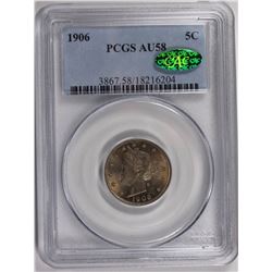1906 LIBERTY NICKEL PCGS AU 58.