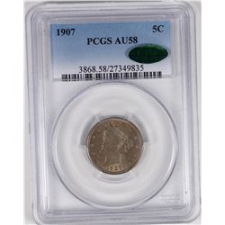 1907 LIBERTY NICKEL PCGS AU 58