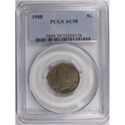1908 LIBERTY NICKEL PCGS AU 58
