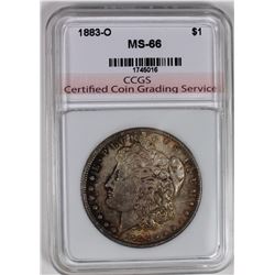 1883-O MORGAN SILVER DOLLAR CCGS SUPERB BU