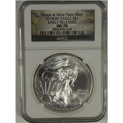 2014 (W) AMERICAN SILVER EAGLE NGC MS 70