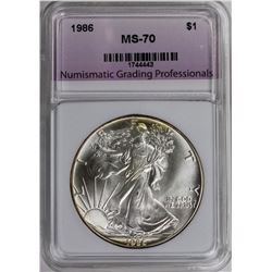 1986 AMERICAN SILVER EAGLE NGP GEM BU