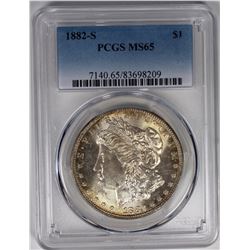 1882-S MORGAN SILVER DOLLAR PCGS MS65