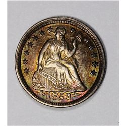 1853 ARROWS HALF DIME GEM BU COLOR!