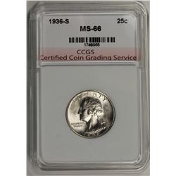 1936-S WASHINGTON QUARTER CCGS SUPERB
