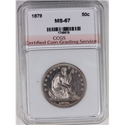WOW! 1879 SEATED HALF DOLLAR CCGS SUPERB GEM BU+PL