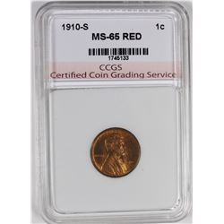 1910-S  LINCOLN CENT CCGS GEM