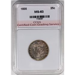 1835 BUST QUARTER CCGS CH BU