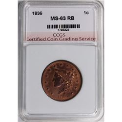 1836 LARGE CENT CCGS CH BU