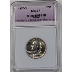 1957-D WASHINGTON QUARTER NGP SUPERB