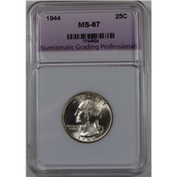 1944 WASHINGTON QUARTER NGP SUPERB