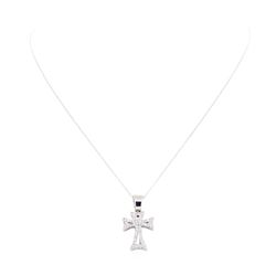 0.50 ctw Diamond Cross Pendant with Chain - 14KT White Gold