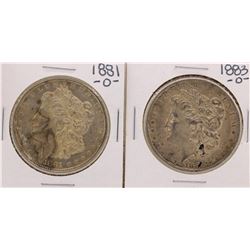 Lot of 1881-O & 1883-O $1 Morgan Silver Dollar Coins